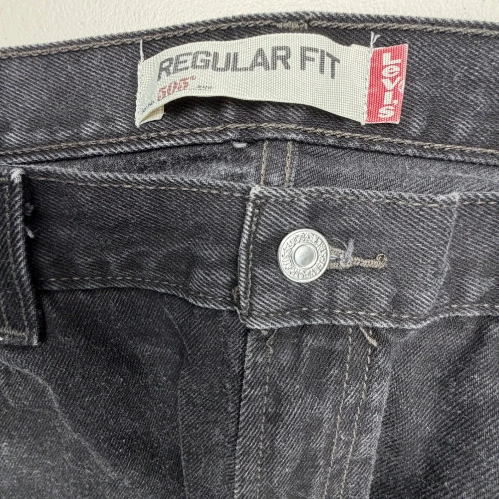 Levis 505 Regular Fit Jeans Mens 36x29‎ Faded Black Straight Leg Denim Pants